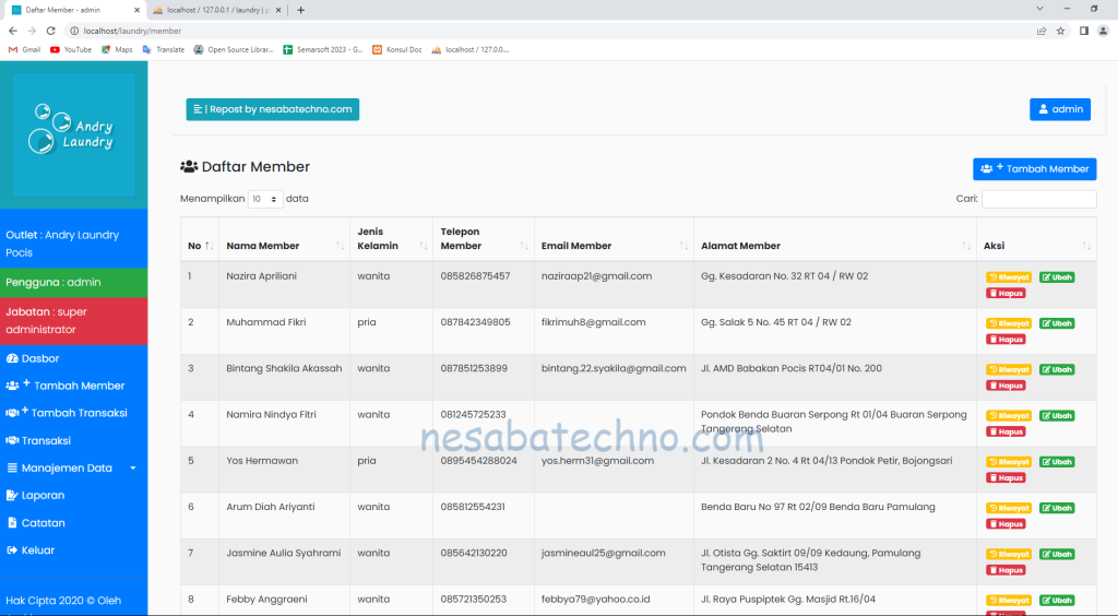 Download Aplikasi Laundry Web (Codeigniter)