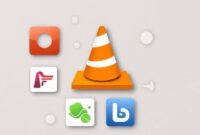 Kolase ikon berbagai format media yang didukung oleh VLC Media Player Portable.