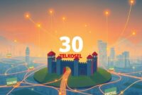 An illustration showing a robust network infrastructure with