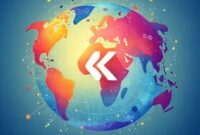 Ilustrasi abstrak yang menunjukkan jaringan digital global dengan logo Komdigi yang bersinar di tengahnya.