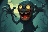 Ilustrasi jumpscare dari One Late Night, menunjukkan sosok hantu yang muncul tiba-tiba di depan pemain.