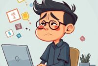 Ilustrasi orang yang frustrasi dengan banyak aplikasi di desktopnya, kemudian beralih ke satu aplikasi yang terintegrasi (Feishu/Lark).