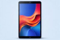 Ilustrasi tablet Poco Pad X1 dengan desain modern, menampilkan layar yang jernih dan tajam, dengan latar belakang perkotaan yang ramai.