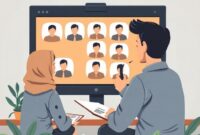 Ilustrasi tampilan antarmuka Feishu/Lark yang menunjukkan integrasi fitur komunikasi, video conference, manajemen proyek, dan dokumen dalam satu layar.