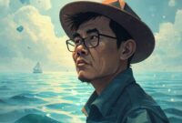Ilustrasi yang menggambarkan seseorang yang kebingungan di tengah lautan informasi digital yang kompleks.