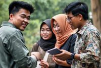 Orang-orang dari berbagai usia dan latar belakang berkolaborasi dalam proyek digital.