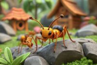 Screenshot game 12-Ants menampilkan koloni semut yang sedang bekerja membangun sarang di lingkungan 3D yang detail.