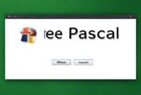Screenshot halaman unduh Free Pascal untuk Windows di situs resminya, menyoroti opsi unduhan untuk Windows 32-bit dan 64-bit.