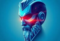 Sebuah visual abstrak yang menunjukkan ikon Meta dengan grafik keuangan menurun dan sebuah gunting memotong garis anggaran, melambangkan