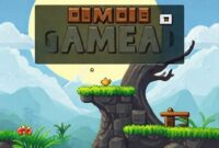 Seorang pengembang game sedang menggunakan GameSalad di PC Windows untuk membuat game 2D dengan antarmuka drag-and-drop.