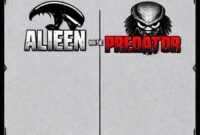 Tampilan layar menu utama game Alien Vs Predator MUGEN dengan logo dan karakter-karakter ikonik.